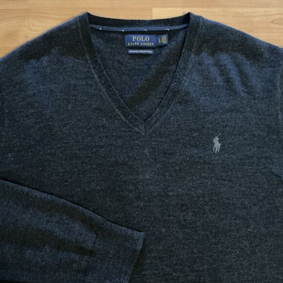 Polo Ralph Lauren Men's Sweater Size L  V-Neck Washable Merino Wool - Picture 5 of 10